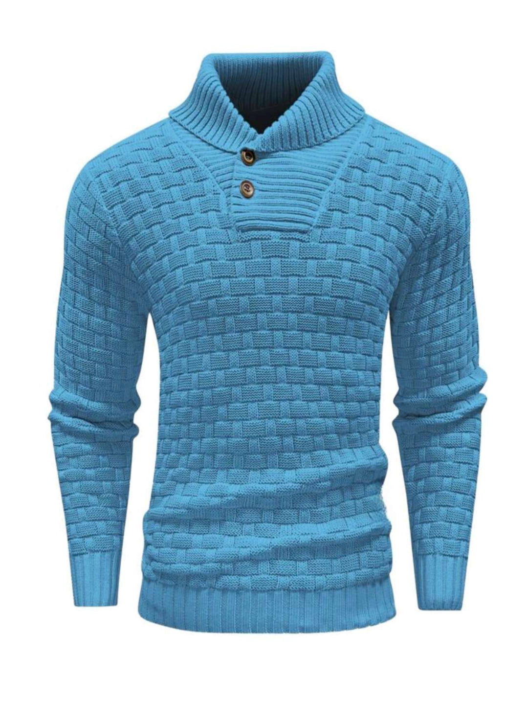 Men's structured knit sweater with high collar and decorative button placket Mune Fashion
