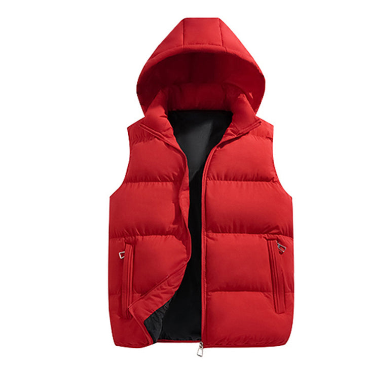 Men's quilted hooded vest with thermal filling, zippered pockets, and windproof outer shell Mune Fashion