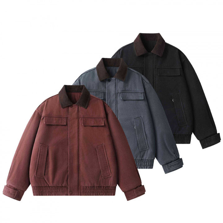 Men's Oversized Canvas Blouson with Cord Collar, Concealed Front Placket and Gathered Hem Mune Fashion