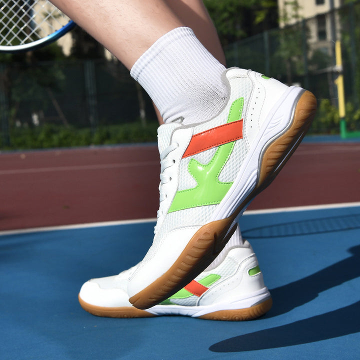 Unisex non-breathable indoor sneakers with slip-resistant rubber outsole and shock-absorbing EVA midsole Mune Fashion