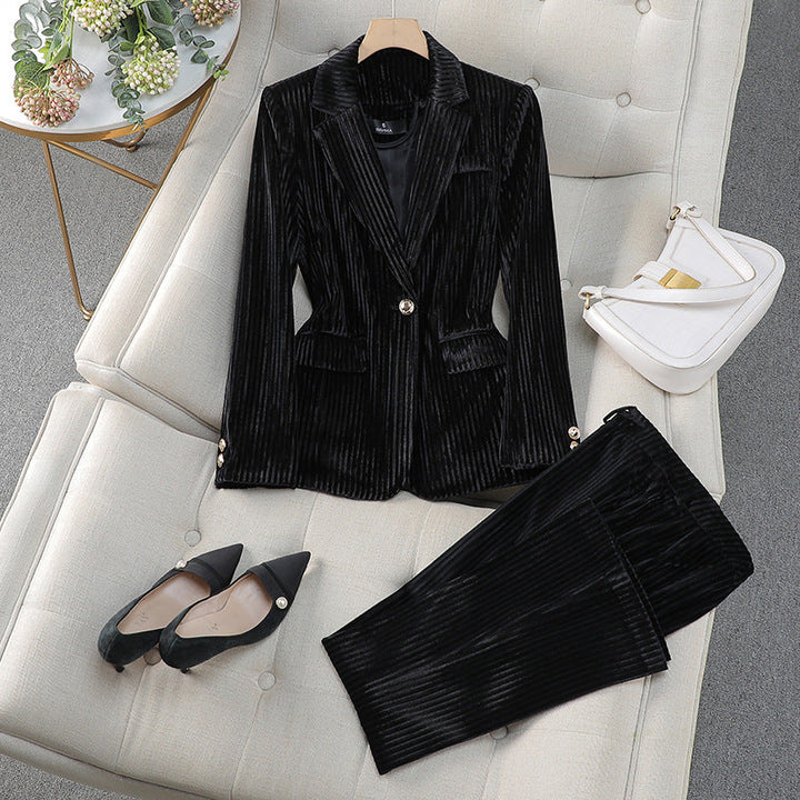 Women’s Casual Tailored Suit Set with Long Blazer