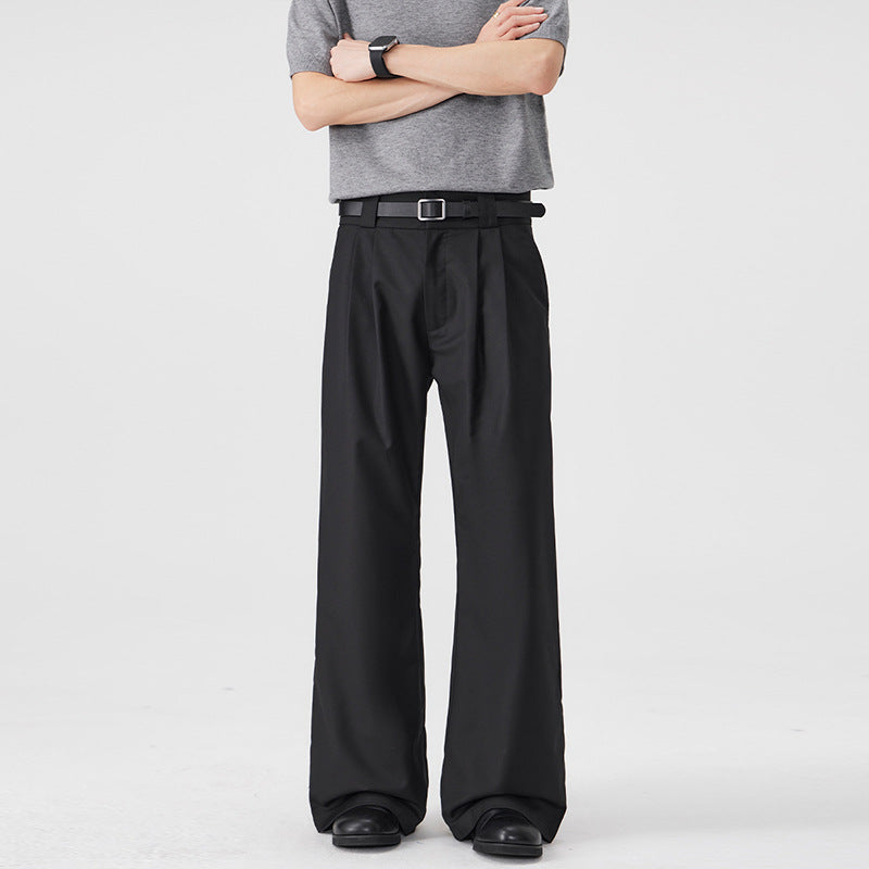 Men's wide pleated pants with high waistband and stretch cotton blend Mune Fashion