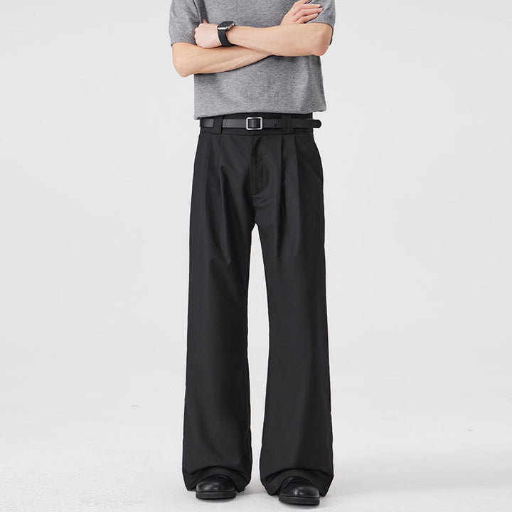 Men's wide pleated pants with high waistband and stretch cotton blend Mune Fashion