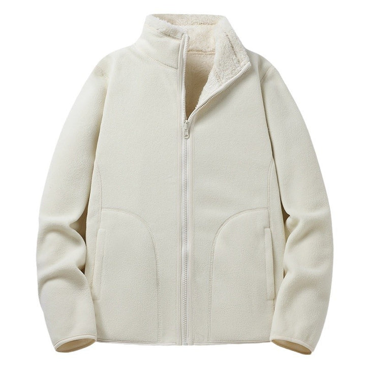 Women Padded Fleece Jacket with Teddy Lining, Stand-up Collar & Full-Length Zipper Mune Fashion