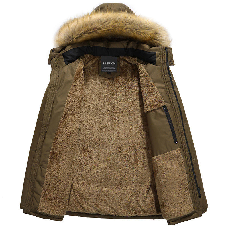 Men's insulated long parka with teddy fleece lining, detachable faux fur hood and concealed two-way zipper Mune Fashion