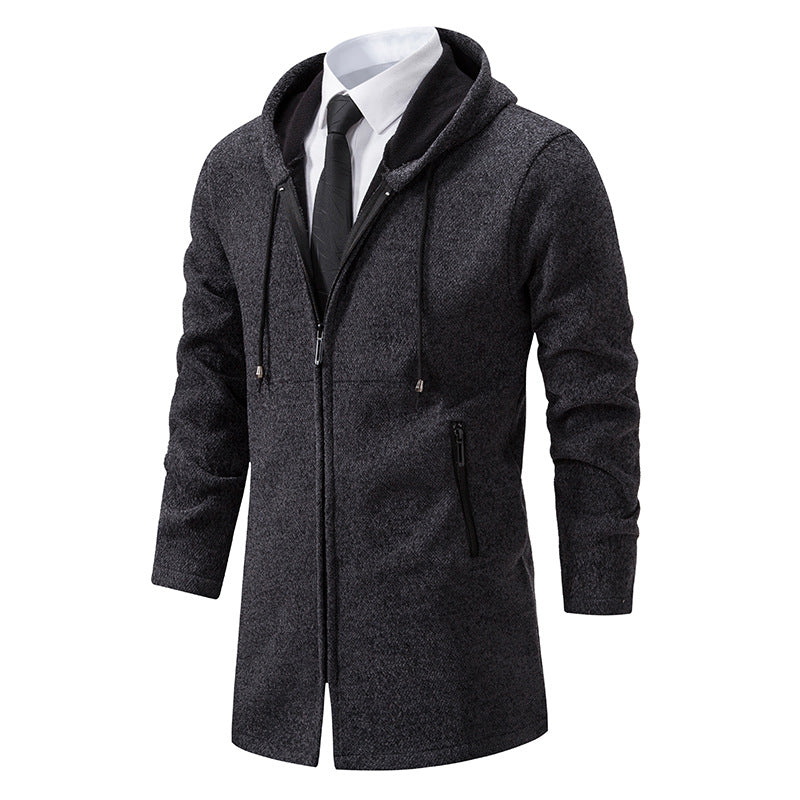 Men's Longline Knit Coat with Hood, tailored silhouette and warming fleece lining Mune Fashion
