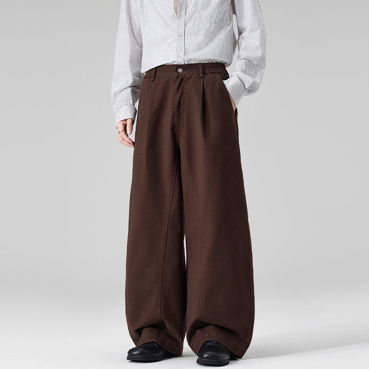 Men's Ultra Wide Cotton Twill Pants with Pleat and Palazzo Silhouette Mune Fashion