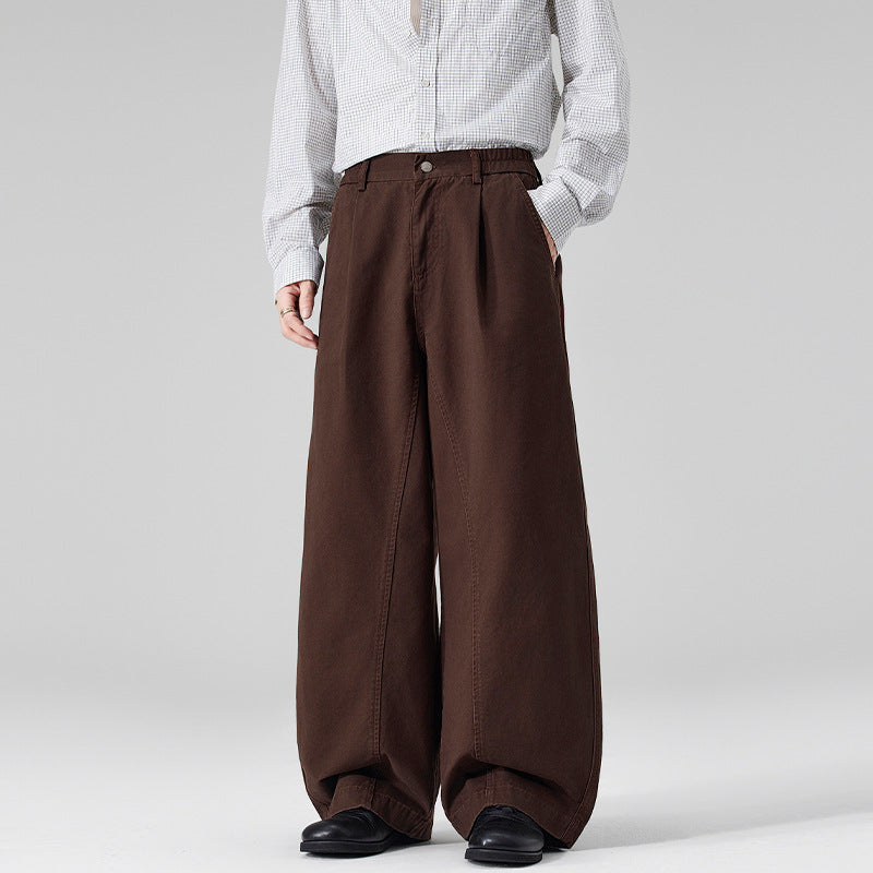Men's Ultra Wide Cotton Twill Pants with Pleat and Palazzo Silhouette Mune Fashion