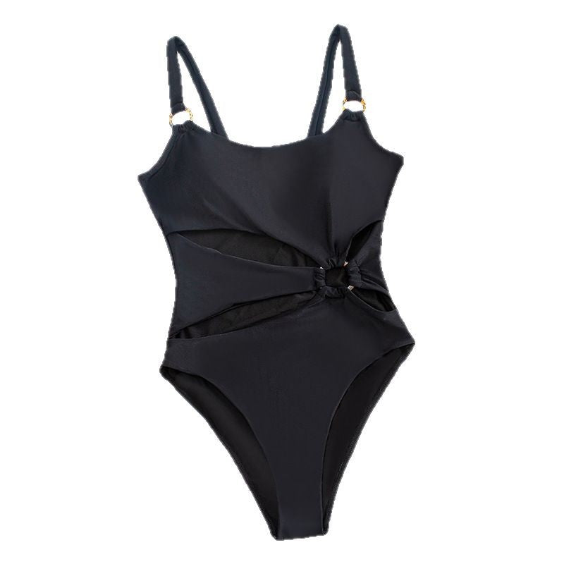 Women One-Piece Swimsuit with Innovative Cut-Out and Fashionable Ring Detail Mune Fashion