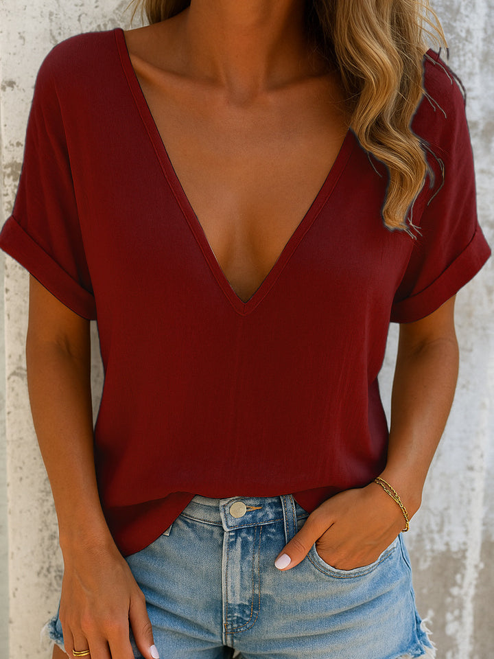 Women's V-neck top with casual fit Mune Fashion