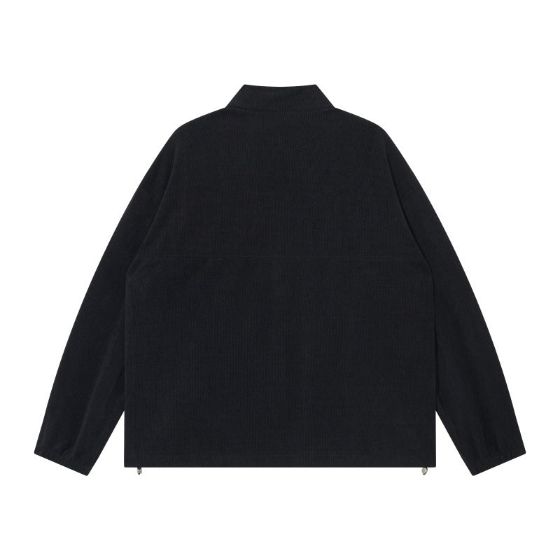 Unisex Oversize Half-zip Pullover made of cord mix with chest zip pocket and drawstring hem Mune Fashion