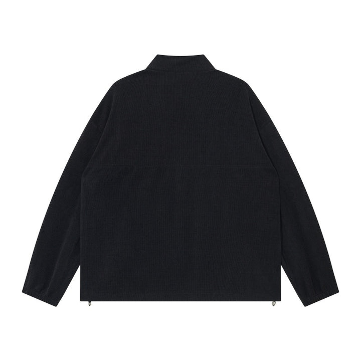 Unisex Oversize Half-zip Pullover made of cord mix with chest zip pocket and drawstring hem Mune Fashion