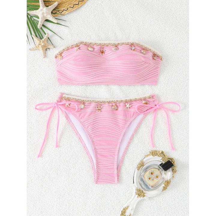 Ladies Bandeau Bikini with elegant shell embellishments and playful design Mune Fashion