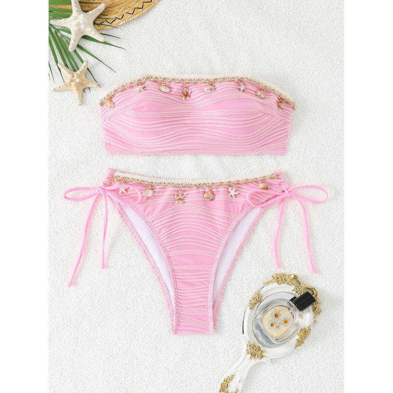 Women's bandeau bikini with shell-shaped accents and high-quality texture Mune Fashion