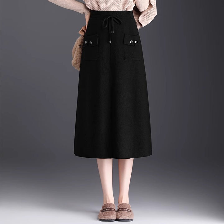 Ladies Stylish Maxi Skirt with Pockets and Tying Belt Mune Fashion