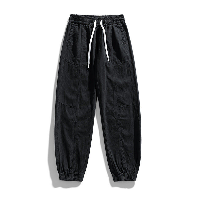 Men's Oversized Utility Jogging Pants made of sturdy cotton blend with drawstring waistband, side cargo pockets & ribbed cuffs Mune Fashion