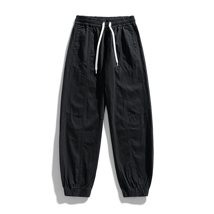 Men's Oversized Utility Jogging Pants made of sturdy cotton blend with drawstring waistband, side cargo pockets & ribbed cuffs Mune Fashion