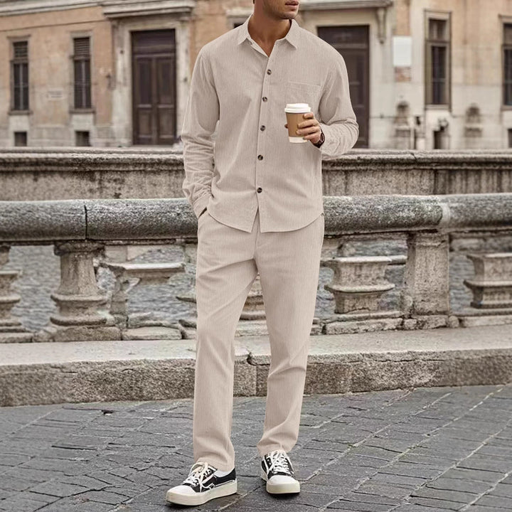 Men's Elegant Leisure Suit with Stylish Shirt and Comfortable Pants Mune