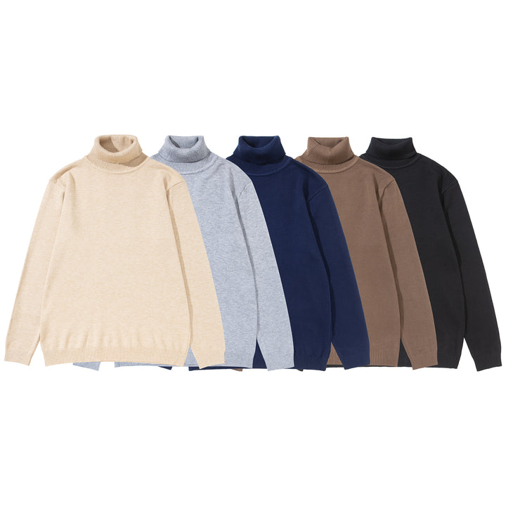 Unisex turtleneck sweater made of fine fine knit with ribbed collar and dropped shoulder Mune Fashion