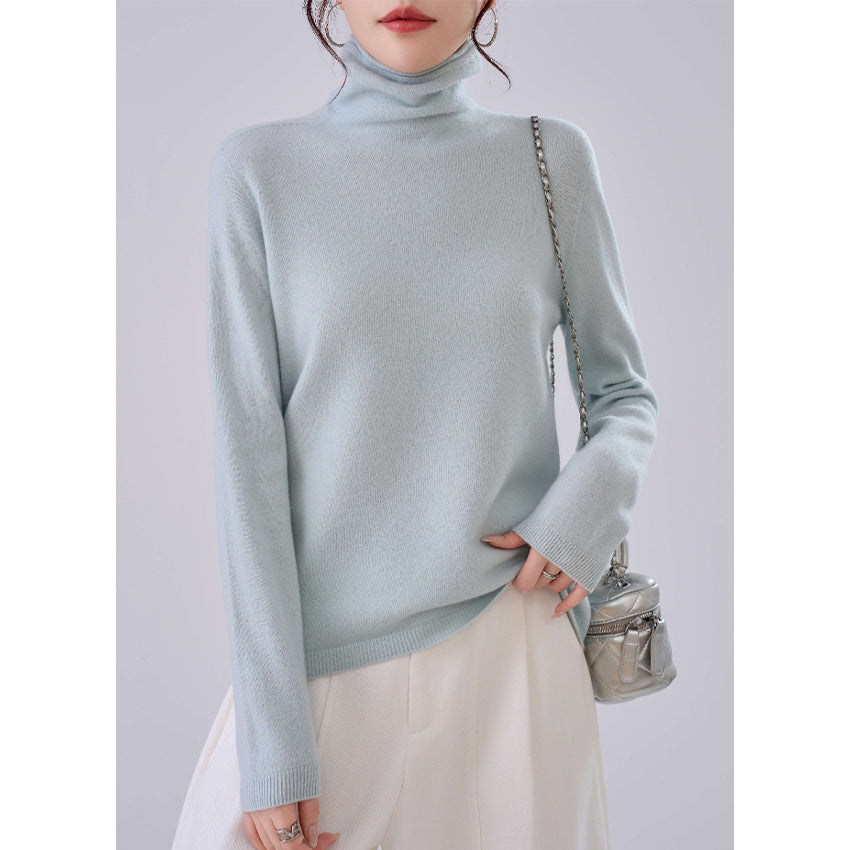 Women Lightweight Cashmere-Mix Turtleneck Sweater with Fine Soft Finish and Slim Silhouette Mune Fashion
