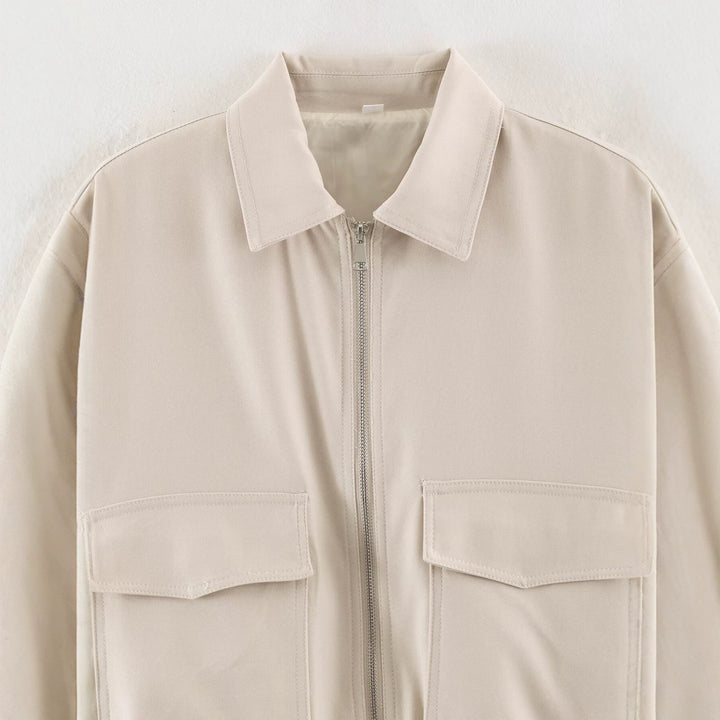 Women's Cropped Utility Jacket with Elastic Waistband and Applied Flap Pockets Mune Fashion