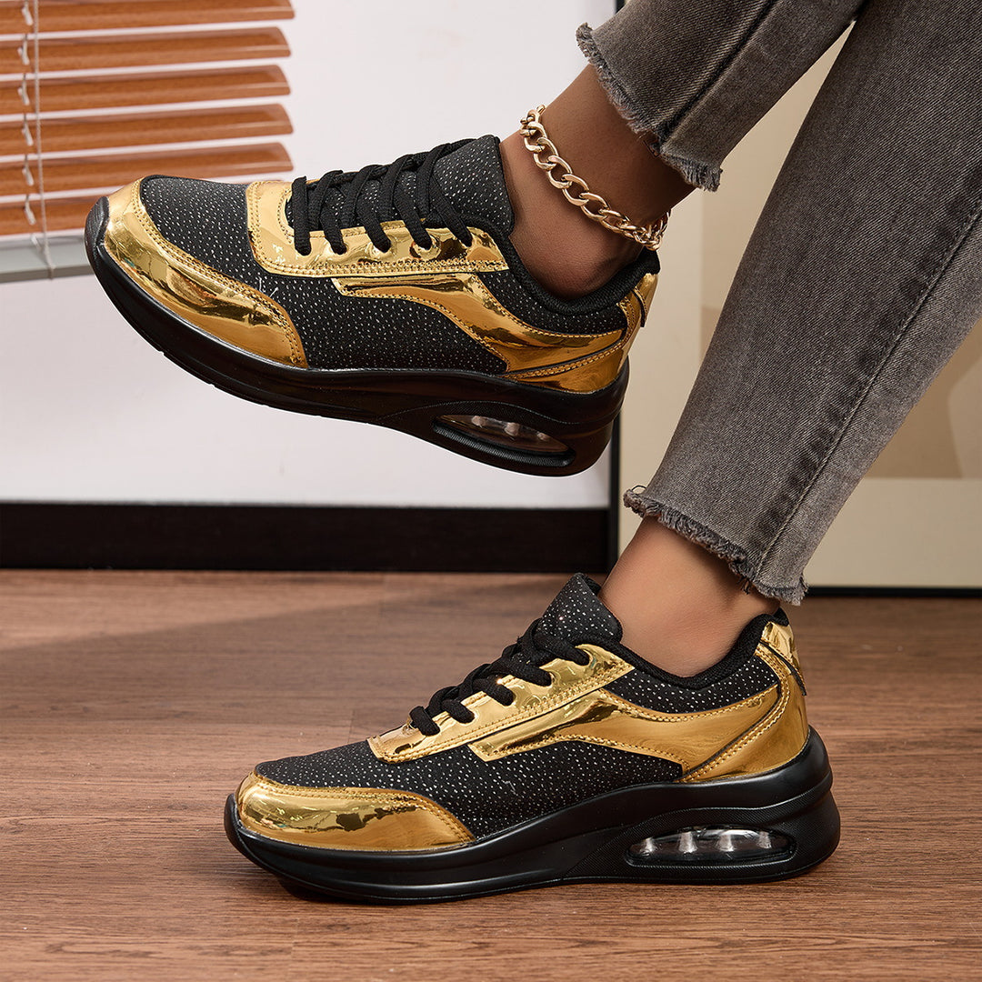 Ladies nan elegant city sneakers with sparkling textile upper, reflective metallic overlays and integrated cushioning core Mune Fashion