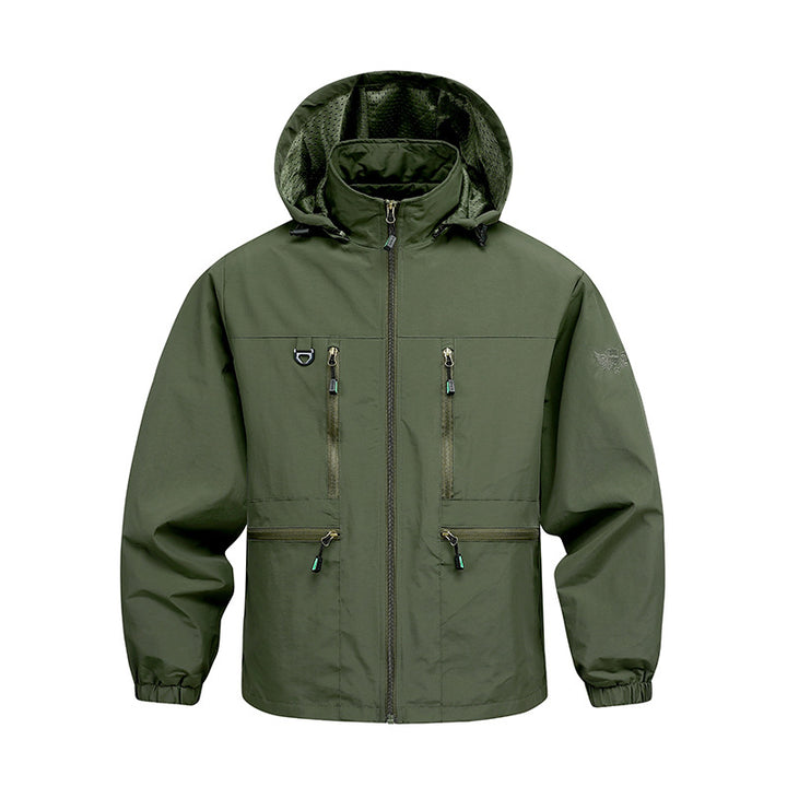 Men's Waterproof Functional Jacket with Adjustable Hood