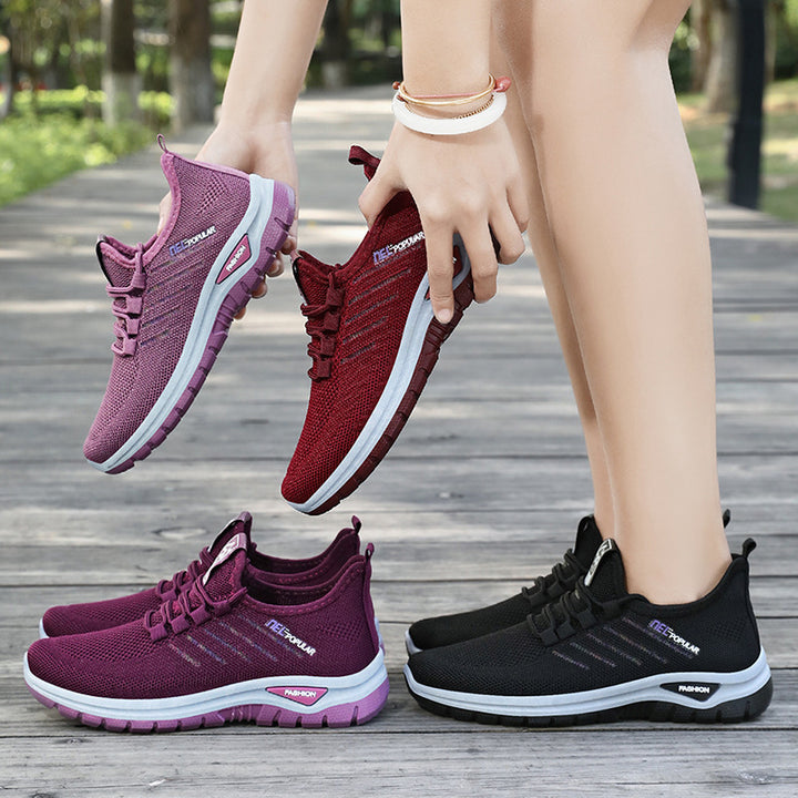 Women nan lightweight knitted casual sneakers with elastic quick lacing system and shock-absorbing EVA sole Mune Fashion