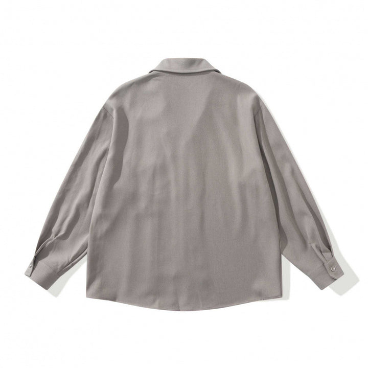Unisex Oversized Lightweight Long Sleeve Shirt with Notched Collar, Chest Pocket and Boxy Silhouette Mune Fashion