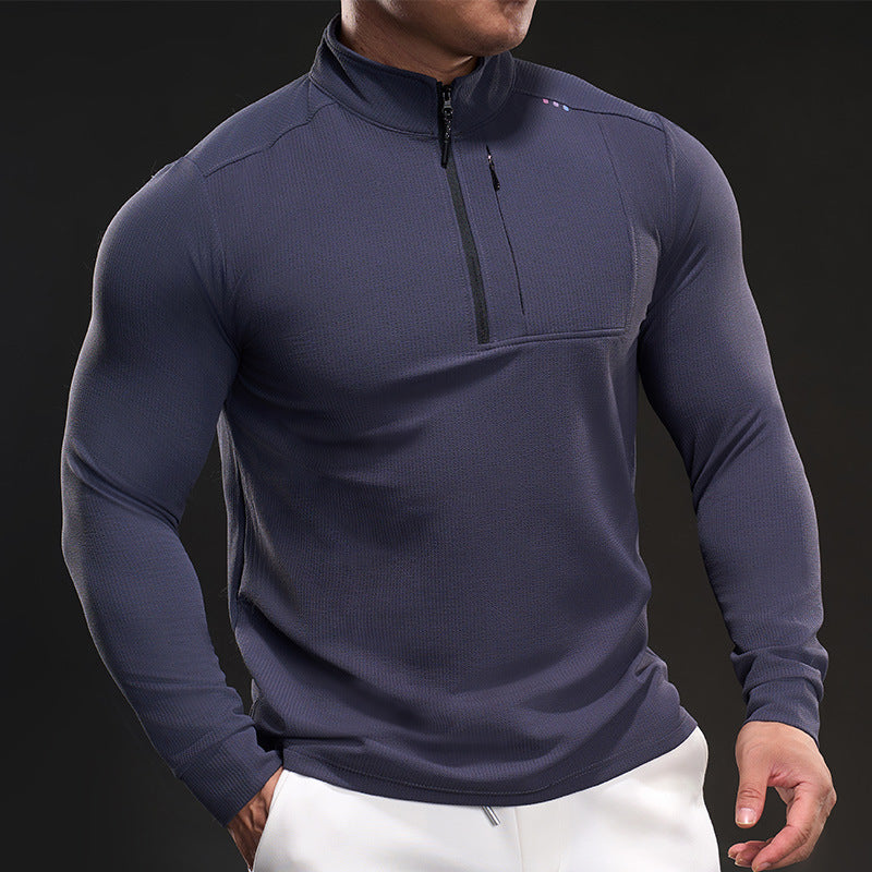 Men's Slim-Fit Thermal Long Sleeve with Stand-Up Collar and Chest Zip Mune Fashion