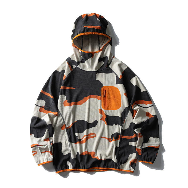 Unisex Lightweight Technical Hooded Pullover Wind Jacket with Chest Zipper Pocket and Elastic Hem Mune Fashion