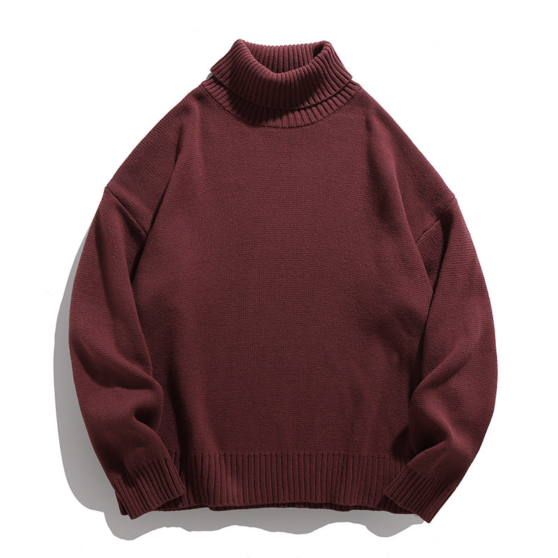 Unisex Casual Turtleneck Sweater made of Fine Knit with Ribbed Collar Mune Fashion