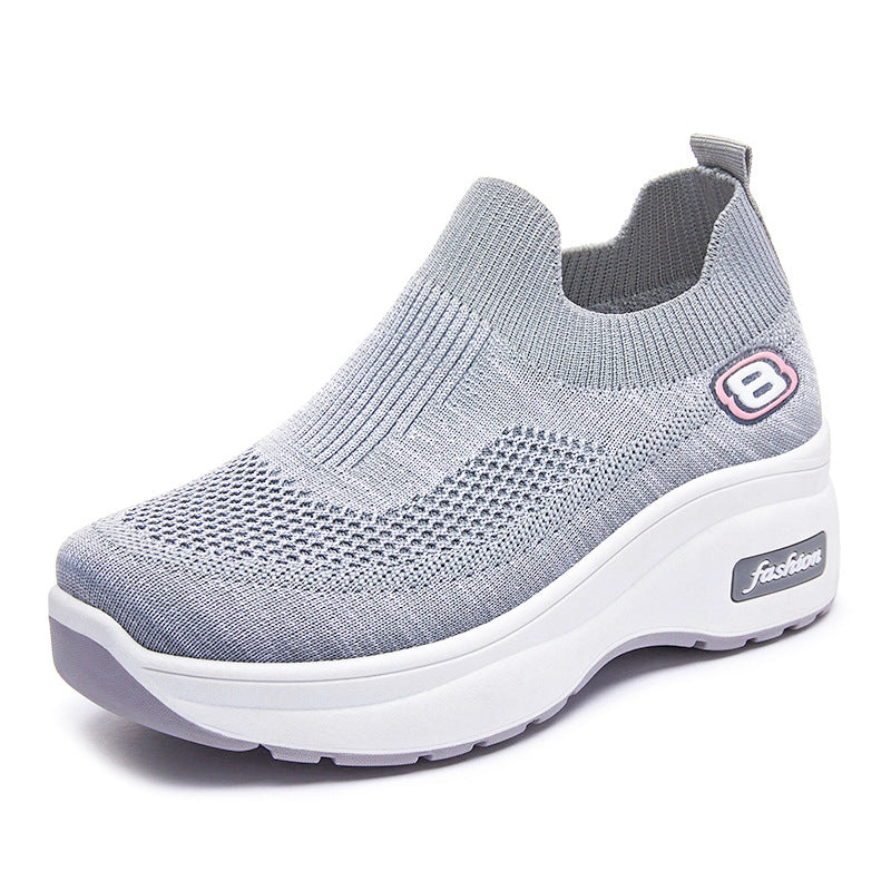 Women's breathable knitted sneakers with platform sole and elastic sock construction Mune Fashion