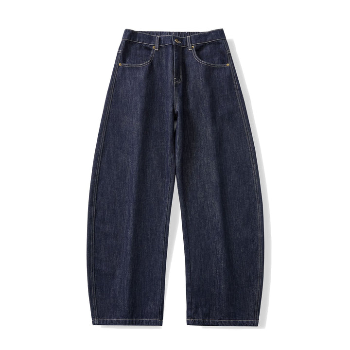 Women's wide high-waisted cropped jeans made from raw denim with classic pocket design Mune Fashion
