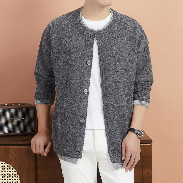 Women's Short Cardigan with Contrast Collar and Button Placket Mune Fashion