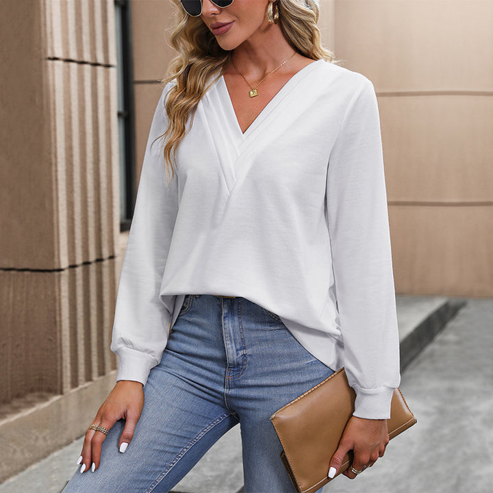 Women's V-neck long sleeve made of fine stretch viscose jersey with tailored fit Mune Fashion