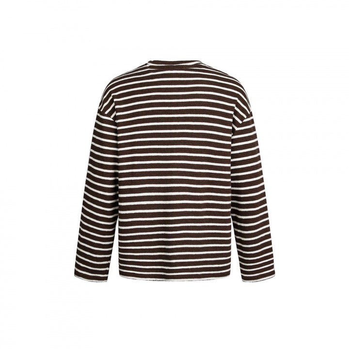 Unisex Maritime Striped Knit Shirt with Loose Fit and Round Neck Mune Fashion