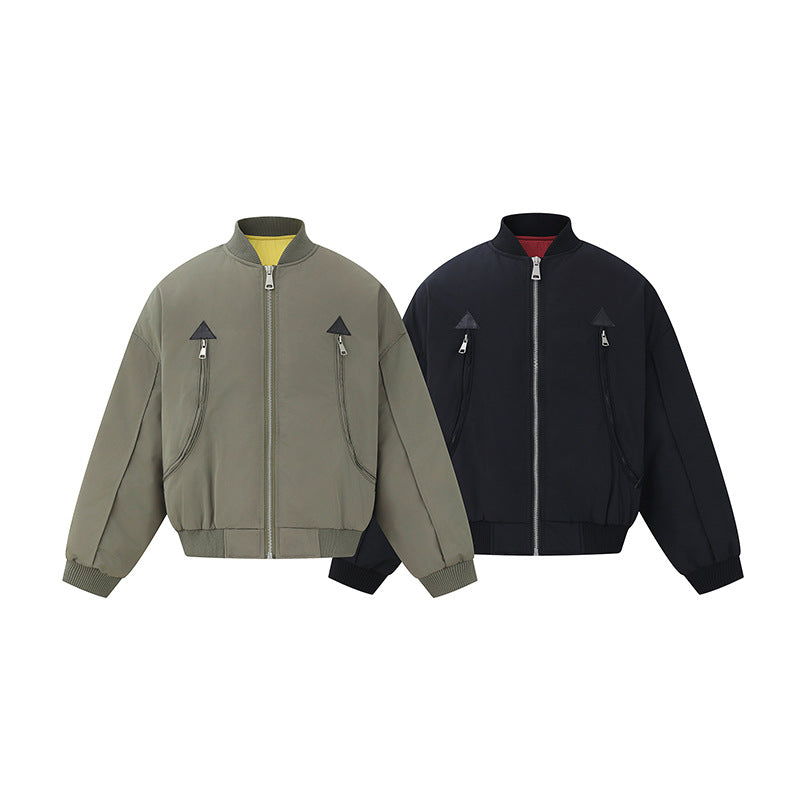 Men's short-cut technical bomber jacket with diagonal zip pockets and ribbed cuffs Mune Fashion