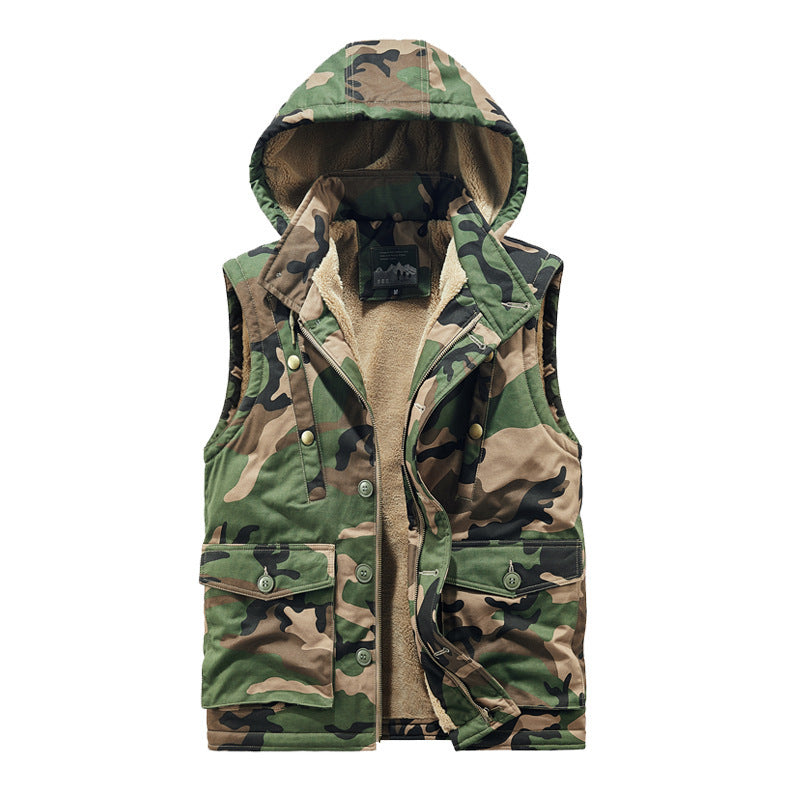 Men's padded utility vest with teddy lining and hood Mune Fashion