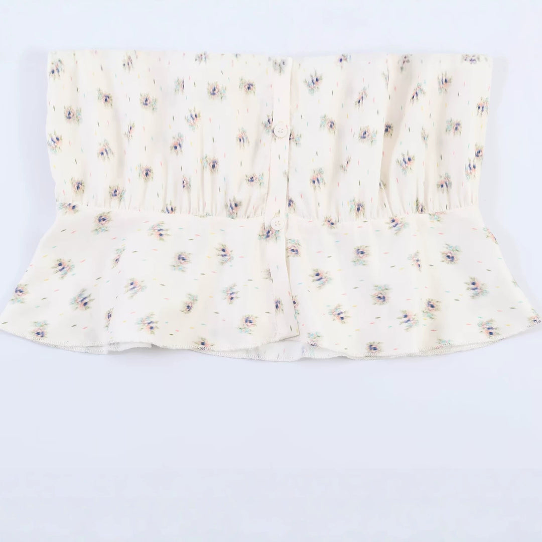 Women's chiffon blouse with bow collar, chest pintucks and peplum Mune Fashion