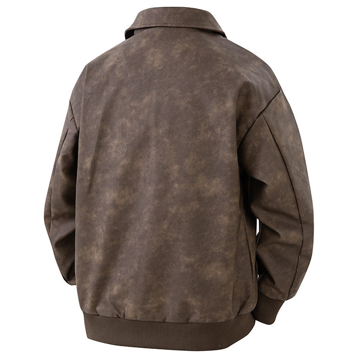 Men's Boxy Oversized Overshirt Jacket in Suede Look with Shirt Collar & Two-Way Zipper Mune Fashion