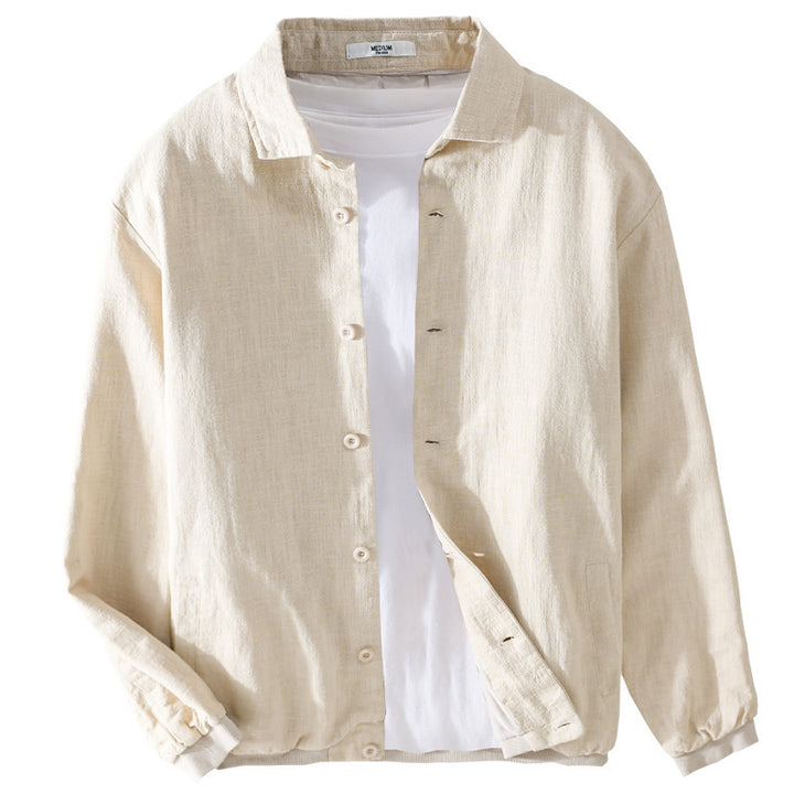 Men's Lightweight Linen Shirt Jacket with Button Placket and Relaxed Fit Mune Fashion