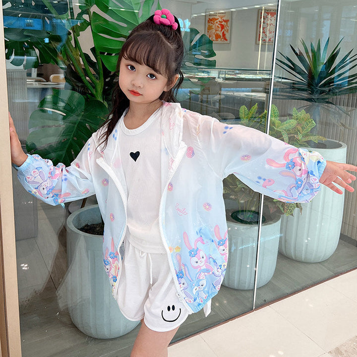 Women's lightweight transparent rain jacket for girls with hood and playful cartoon print Mune Fashion