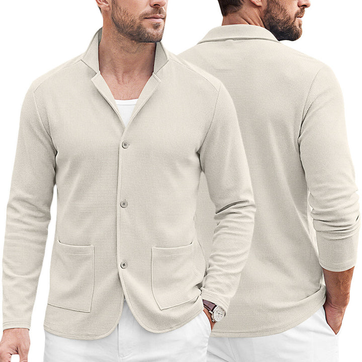 Men's knitted blazer cardigan with textured knit and patch pockets Mune Fashion