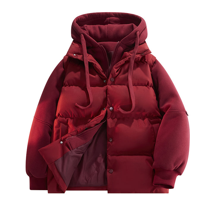 Men's Nano Hybrid Padded Jacket with Fleece Sleeves, Hood and Concealed Snap Fastener Mune Fashion