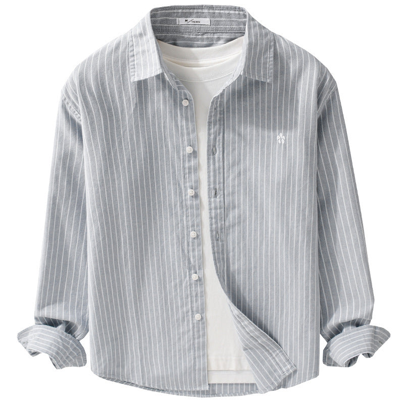 Men Striped Layering Shirt made of fine Oxford cotton fabric with a relaxed fit Mune Fashion