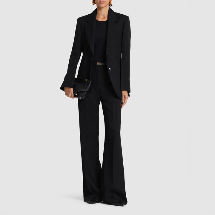 Women Two-Piece Suit Set in Precise Tailoring with Wide Flare and Narrow Shoulder Mune Fashion