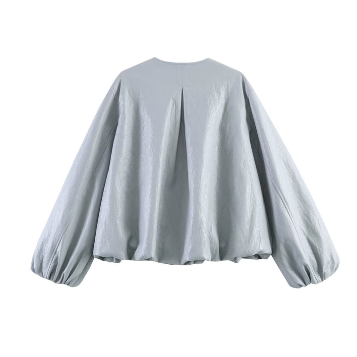 Women's oversized jacket with balloon sleeves, zipper and gathered yoke Mune Fashion