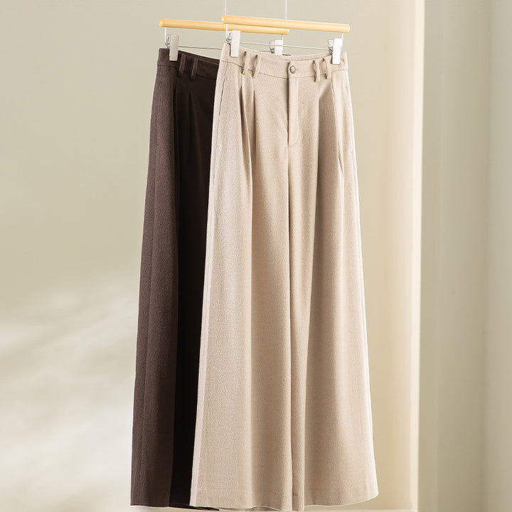 Women wide pleated high-waist trousers made of wool blend Mune Fashion
