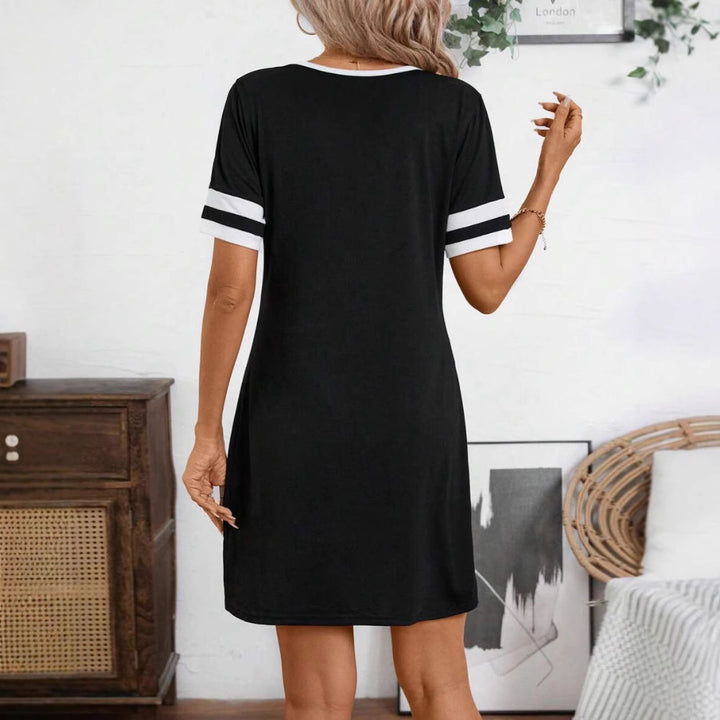 Women's nan tunic-mini dress with ring zipper and sporty sleeve stripes Mune Fashion